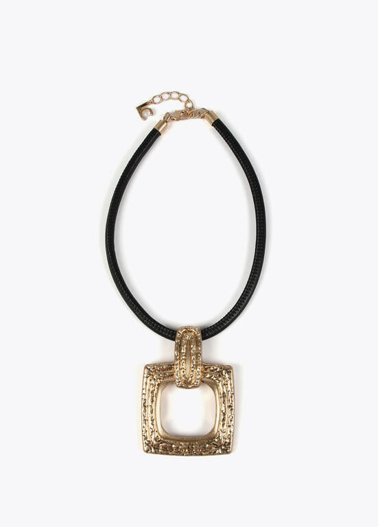 Collar LOLA CASADEMUNT con cuadrado textura DORADO